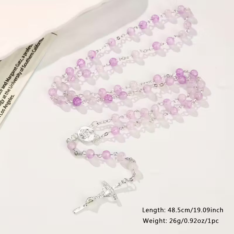 Elegant Religious Rosary with Virgin Mary Pendant and Jesus Cross