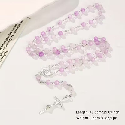 Elegant Religious Rosary with Virgin Mary Pendant and Jesus Cross