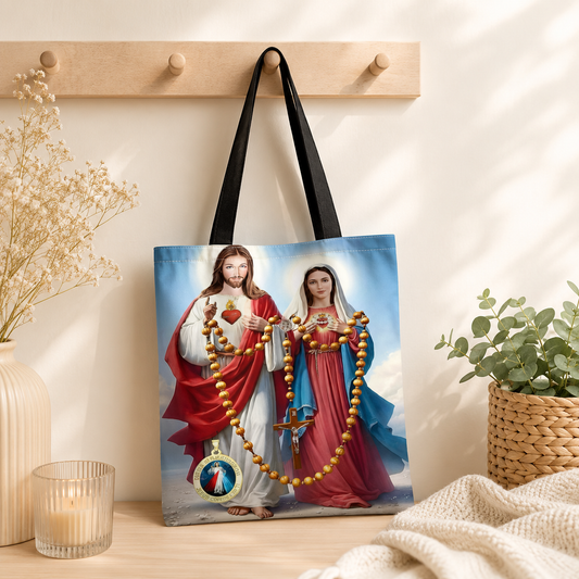 Sacred Heart of Jesus & Immaculate heart of Mary Tote Bag