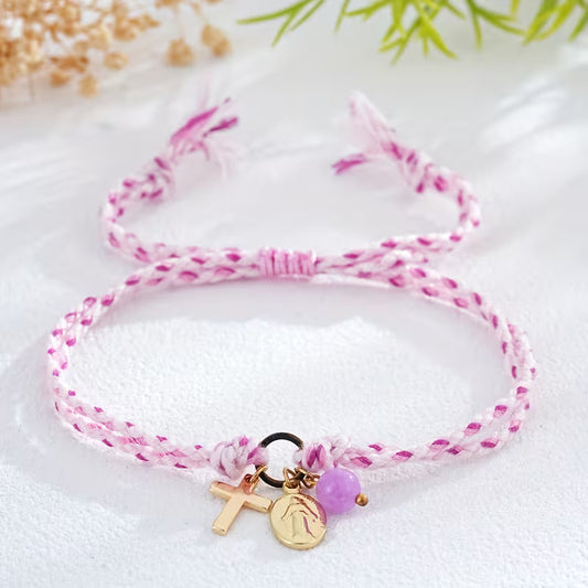 Catholic String  Bracelets - Pink