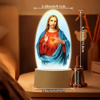 1pc Sacred Heart of LED Acrylic Oval Lamp