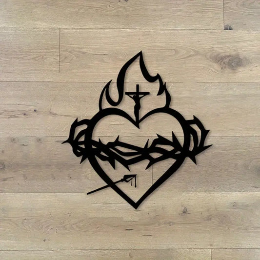 1pc Sacred Heart Metal Wall Art