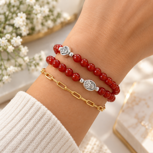 St. Benedict Natural Stone Rosary Bead Bracelet – Catholic Gemstone Bracelet